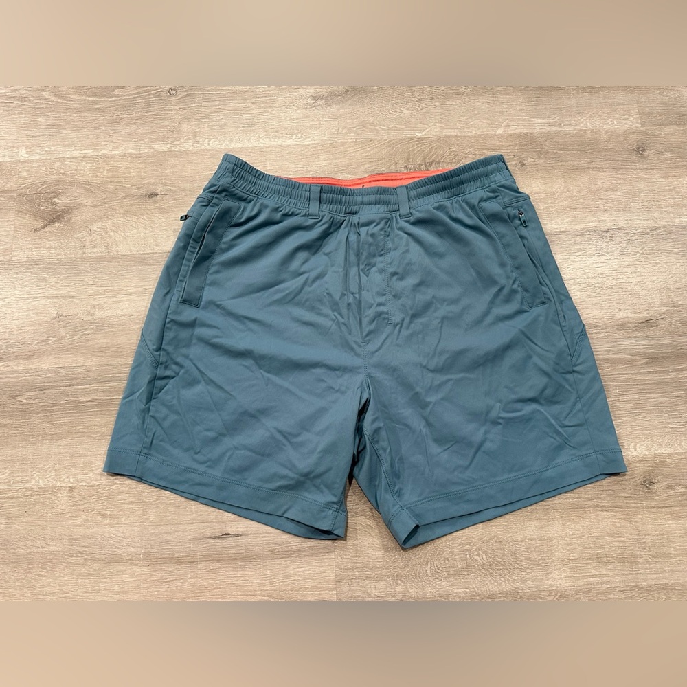 N99 Birddogs Shorts Mens XXL Teal Lined Elastic Waist Zip Pocket Running